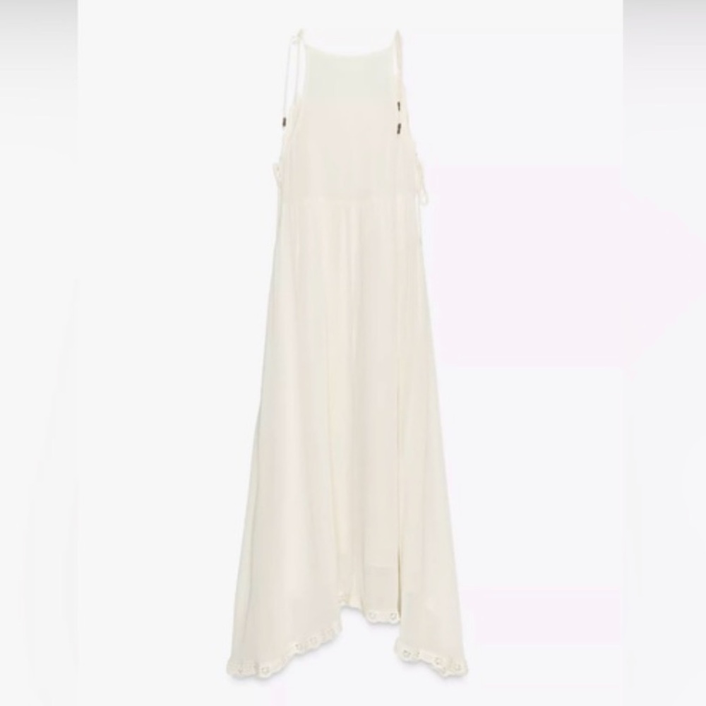 Zara NWT asymmetric crochet dress ecru ZW Collection 5107/276 - Picture 6 of 12